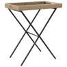 Folding Tray Table Beige 65x40x75 cm - Poly Rattan