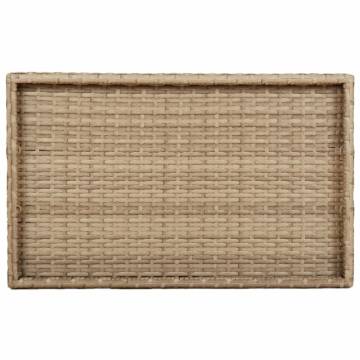 Folding Tray Table Beige 65x40x75 cm - Poly Rattan