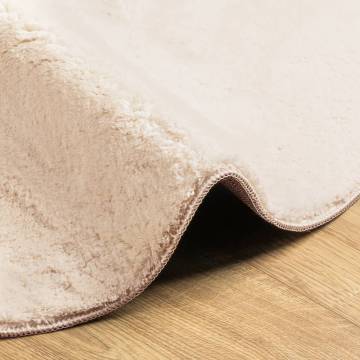 Soft & Washable Beige Rug HUARTE Ø 100 cm | Cozy Home Decor