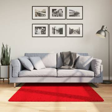 HUARTE Red Short Pile Washable Rug 120x120 cm - Soft & Durable