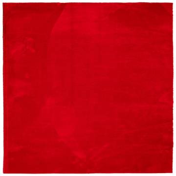 HUARTE Red Short Pile Washable Rug 120x120 cm - Soft & Durable