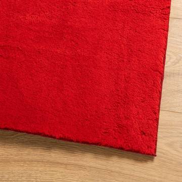 HUARTE Red Short Pile Washable Rug 120x120 cm - Soft & Durable