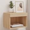 Bedside Cabinets with LED Lights Wall-mounted 2 pcs Sonoma Oak Colour sonoma oak Quantity in Package 2 Width 40 cm 