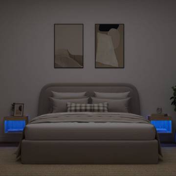 Stylish Wall-Mounted Bedside Cabinets with LED Lights - 2 pcs