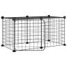 8-Panel Pet Cage with Door - Durable Steel, Black 35x35 cm