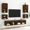 Trendy Wall-Mounted Bedside Cabinets with LED Lights - 2 pcs Brown Oak