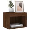 Trendy Wall-Mounted Bedside Cabinets with LED Lights - 2 pcs Brown Oak