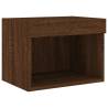 Trendy Wall-Mounted Bedside Cabinets with LED Lights - 2 pcs Brown Oak