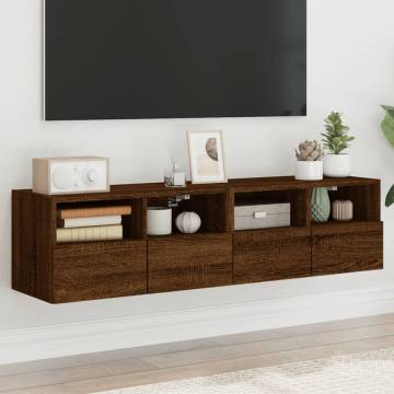 Brown Oak TV Wall Cabinets - 2 pcs | HipoMarket