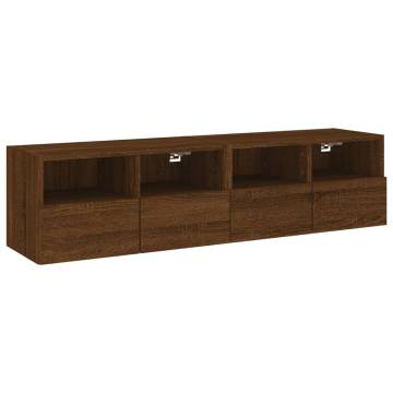 Brown Oak TV Wall Cabinets - 2 pcs | HipoMarket