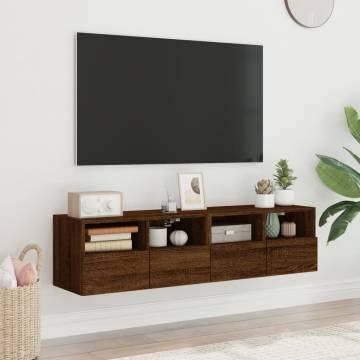 Brown Oak TV Wall Cabinets - 2 pcs | HipoMarket