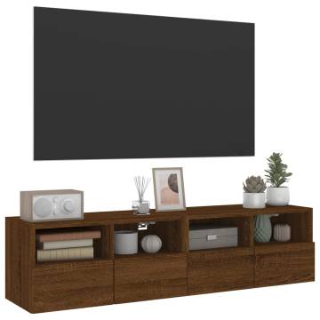 Brown Oak TV Wall Cabinets - 2 pcs | HipoMarket