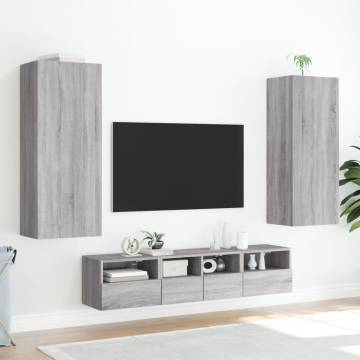 Stylish Grey Sonoma TV Wall Cabinet - Space-Saving Solution