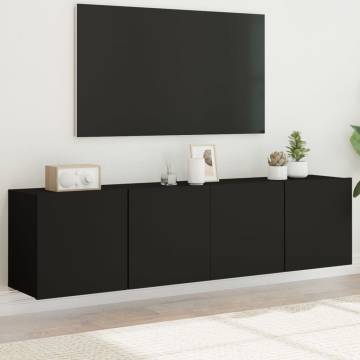 Stylish Black Wall-Mounted TV Cabinets - 2 pcs 80x30x41 cm