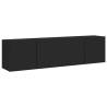 Stylish Black Wall-Mounted TV Cabinets - 2 pcs 80x30x41 cm