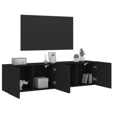 Stylish Black Wall-Mounted TV Cabinets - 2 pcs 80x30x41 cm