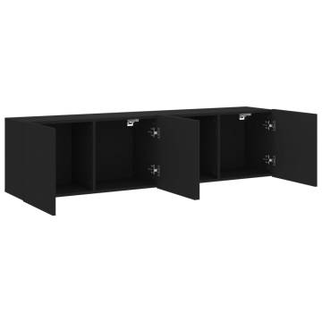 Stylish Black Wall-Mounted TV Cabinets - 2 pcs 80x30x41 cm