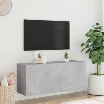 Stylish Wall-Mounted TV Cabinet - Concrete Grey - 100x30x41 cm