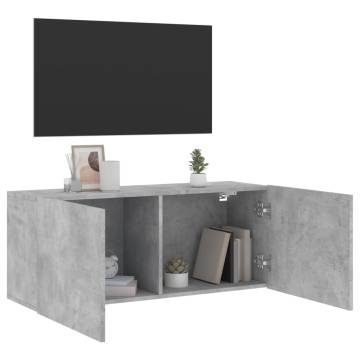 Stylish Wall-Mounted TV Cabinet - Concrete Grey - 100x30x41 cm