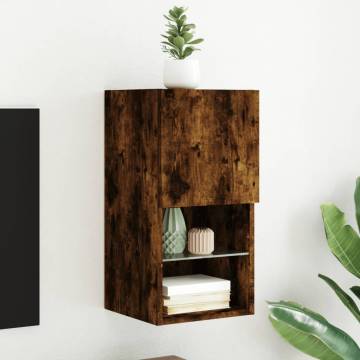 Stylish TV Cabinet with LED Lights - Smoked Oak Design