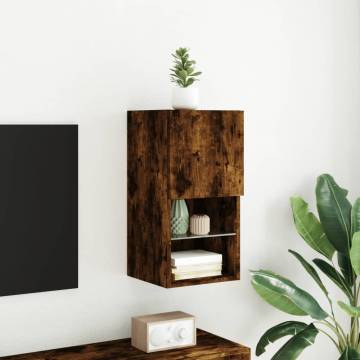 Stylish TV Cabinet with LED Lights - Smoked Oak Design