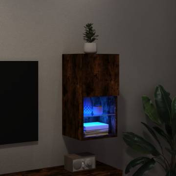 Stylish TV Cabinet with LED Lights - Smoked Oak Design