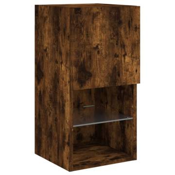 Stylish TV Cabinet with LED Lights - Smoked Oak Design