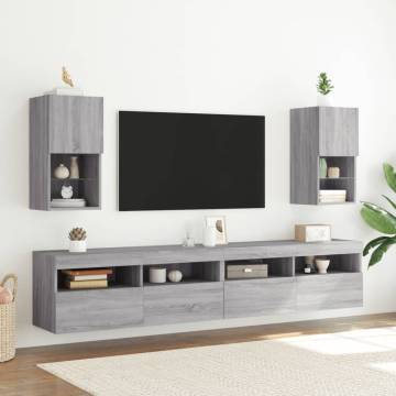 Stylish LED TV Cabinet Grey Sonoma - 30.5x30x60 cm