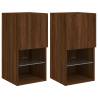 Stylish TV Cabinets with LED Lights - 2 pcs Brown Oak