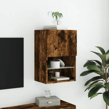 TV Cabinet with LED Lights in Smoked Oak - 40.5x30x60 cm