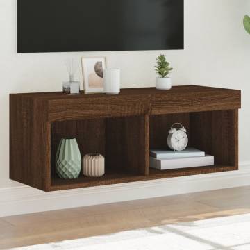 Stylish TV Cabinet with RGB LED Lights - Brown Oak 80x30x30 cm