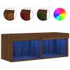 Stylish TV Cabinet with RGB LED Lights - Brown Oak 80x30x30 cm