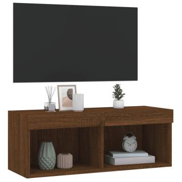 Stylish TV Cabinet with RGB LED Lights - Brown Oak 80x30x30 cm