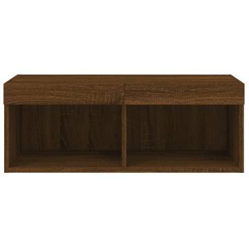 Stylish TV Cabinet with RGB LED Lights - Brown Oak 80x30x30 cm