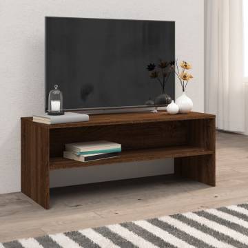 Stylish Brown Oak TV Cabinet - Engineered Wood 100x40x40 cm