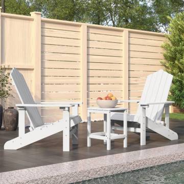 Garden Adirondack Chairs with Table - White HDPE Design