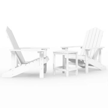 Garden Adirondack Chairs with Table - White HDPE Design