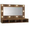 Mirror Cabinet with LED - Brown Oak 90x31.5x62 cm