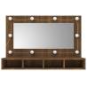 Mirror Cabinet with LED - Brown Oak 90x31.5x62 cm