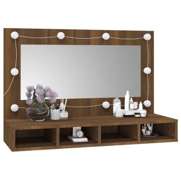 Mirror Cabinet with LED - Brown Oak 90x31.5x62 cm