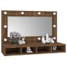 Mirror Cabinet with LED - Brown Oak 90x31.5x62 cm