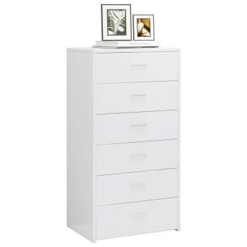 Stylish High Gloss White Sideboard with 6 Drawers | HipoMarket