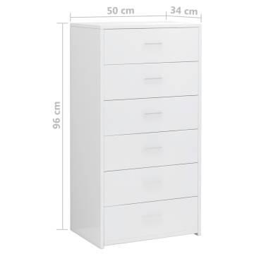 Stylish High Gloss White Sideboard with 6 Drawers | HipoMarket