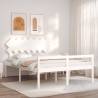 Bed Frame with Headboard White 140x200 cm Solid Wood Colour white Size 140 x 200 cm 