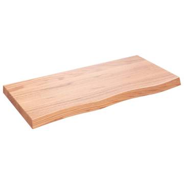 Light Brown Wall Shelf - Solid Oak | 100x50x(2-6) cm