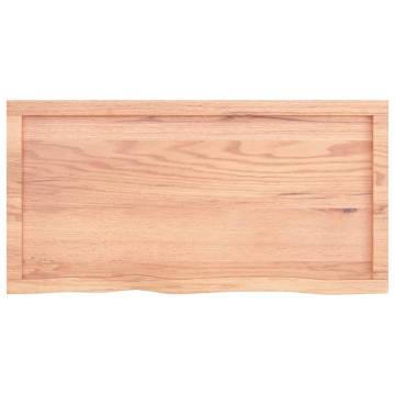 Light Brown Wall Shelf - Solid Oak | 100x50x(2-6) cm