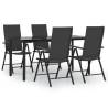 5 Piece Garden Dining Set - Black Poly Rattan | HipoMarket