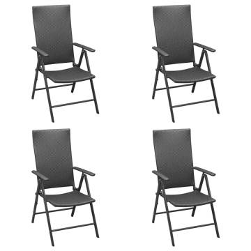 5 Piece Garden Dining Set - Black Poly Rattan | HipoMarket