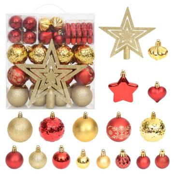 70 Piece Christmas Bauble Set - Gold & Red | Hipomarket