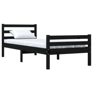 Black Solid Wood Bed Frame 90x200 cm - Stylish & Sturdy